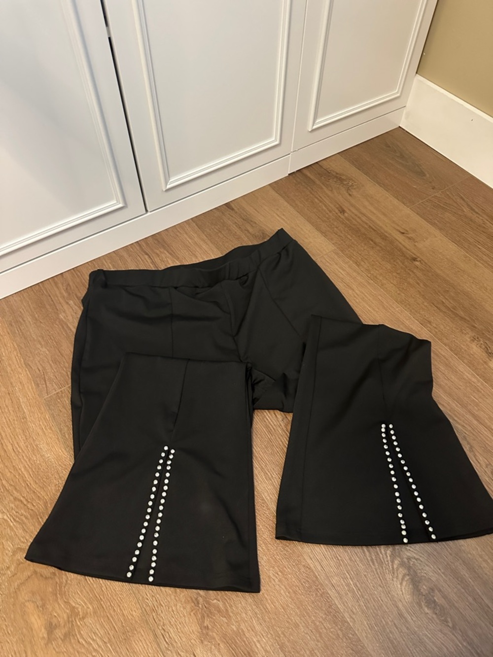 Black Flare Embellished Women's Pants